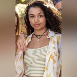 Urban Outfitters striped cropped tank top aso Kiara Carrera